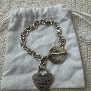 Tiffany & Co. Silver Chain Bracelet with Heart Charm